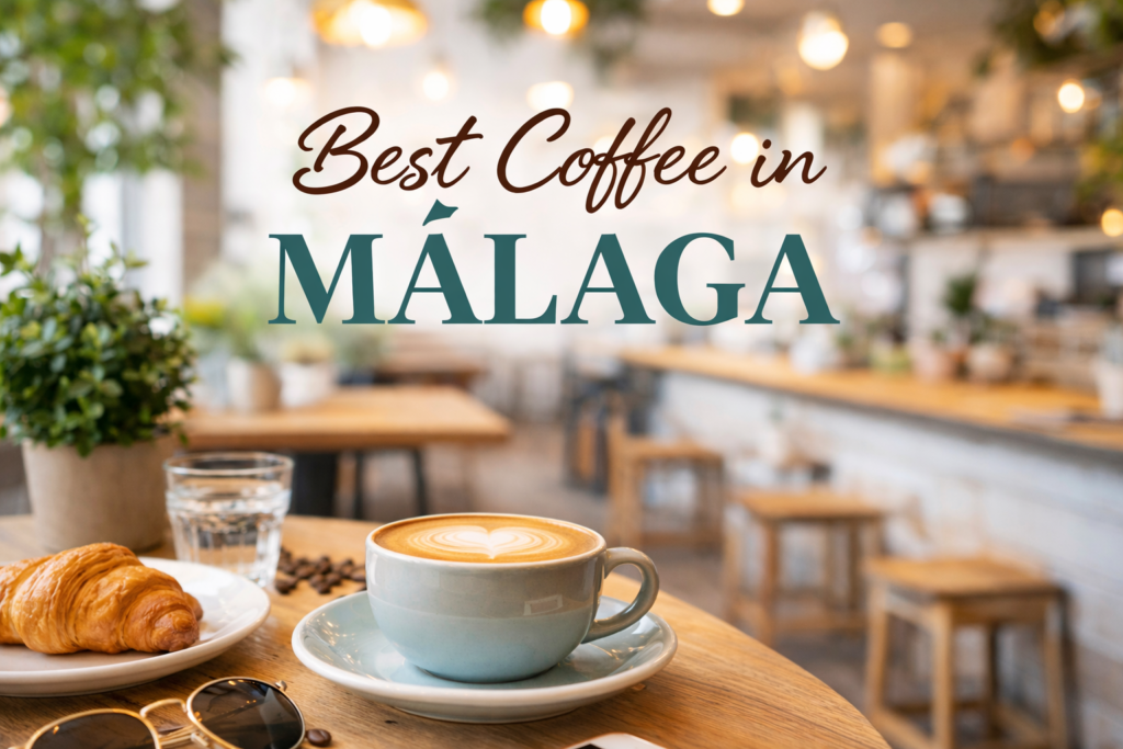 bästa kaffet i Malaga med cappuccino och modern kafémiljö
