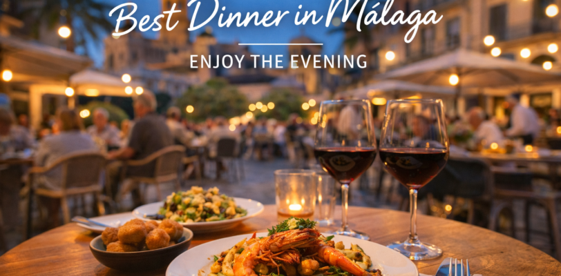 best dinner in malaga with tapas and wine in evening restaurant setting