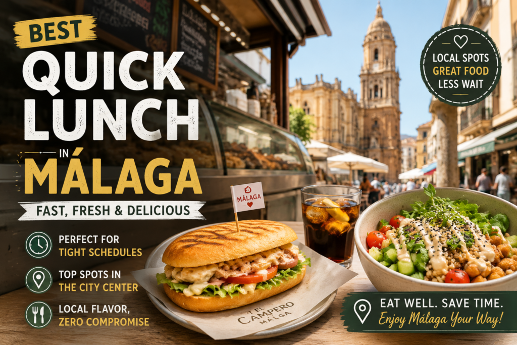 Bestes schnelles Mittagessen in Málaga mit Sandwich und Salat
