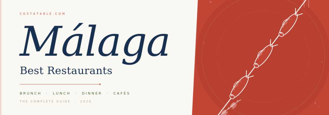 Illustrerad guide till de bästa restaurangerna i Málaga med espetosardiner på en bambupinne