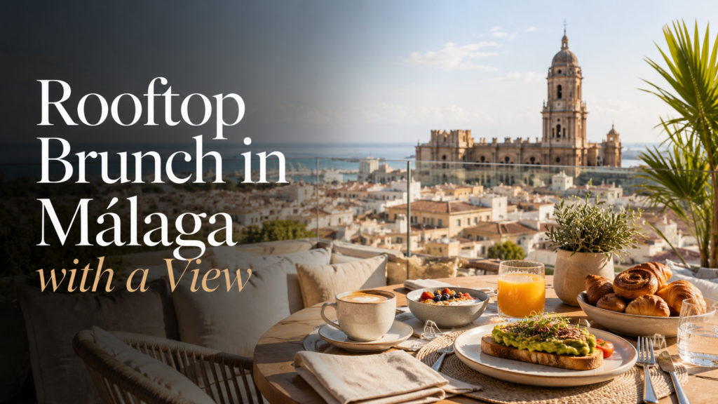 Brunch auf der Dachterrasse von Malaga mit Blick auf die Kathedrale und das Meer