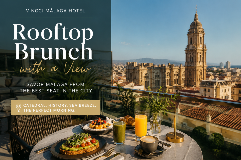 Brunch auf der Dachterrasse von Malaga mit Blick auf die Kathedrale