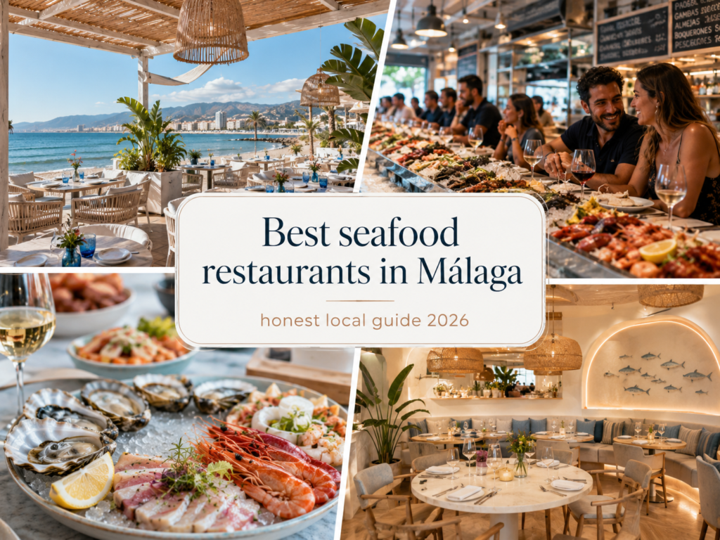 Collage of the best seafood restaurants in Málaga