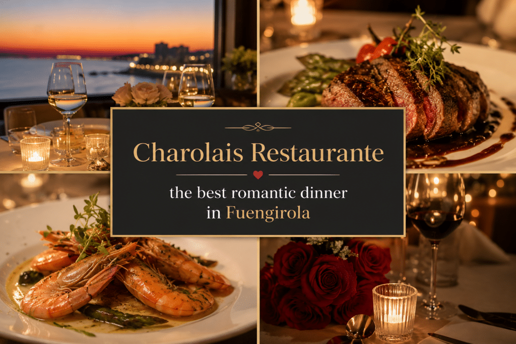Charolais Restaurante - the best romantic dinner in Fuengirola with elegant candlelit dining, wine, seafood and steak in a stylish waterfront setting.