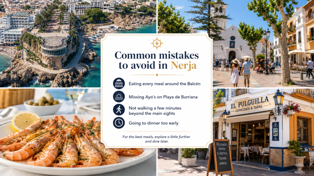 Common mistakes to avoid in Nerja dining guide collage