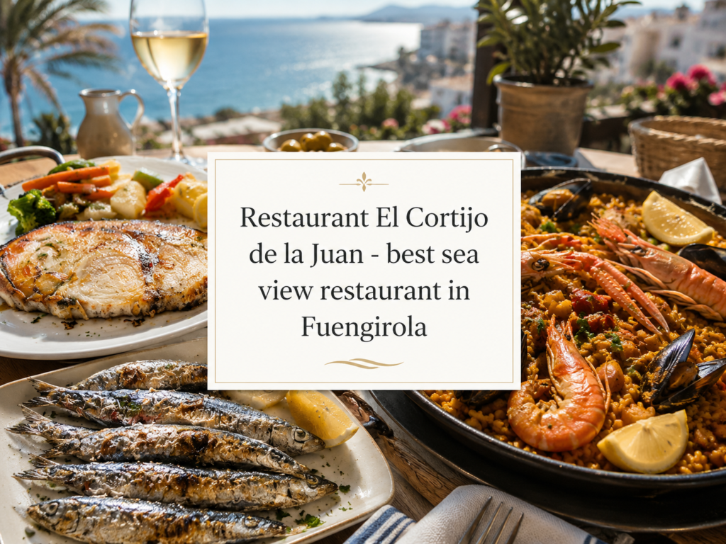 Restaurant El Cortijo de la Juan - best sea view restaurant in Fuengirola with grilled fish, sardines, seafood paella and a scenic Mediterranean coastal dining view.