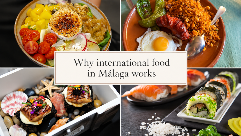 Why international food in Málaga works with global dishes in Malaga